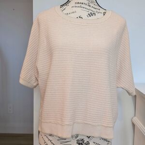 ADRIANNA PAPELL | Women's Beige/Gold Lurex Horizontal Knitted Cropped Sweater